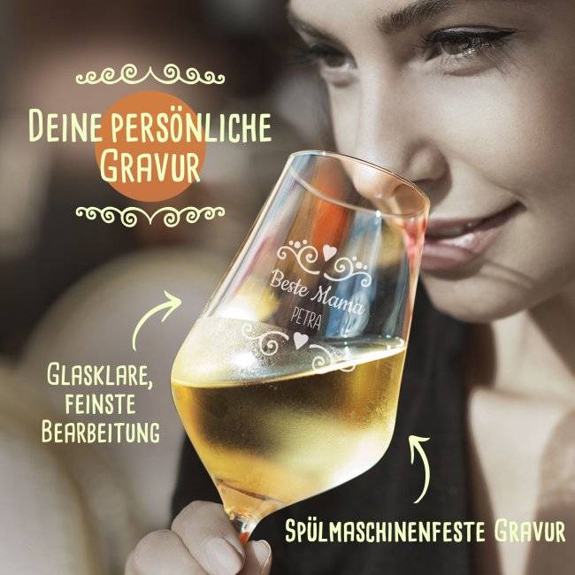 Tassendruck Weißweinglas mit Gravur - Beste Familienmitglieder weiblich Blitzverkäufe