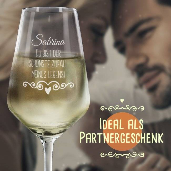 Tassendruck Weißweinglas - Zufall meines Lebens - mit Name Fabrik Onlineshop