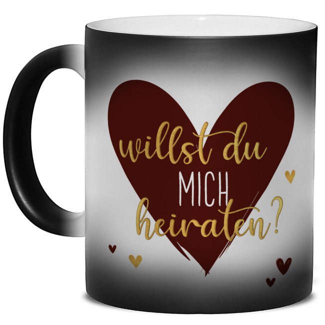 Tassendruck Zaubertasse - Willst du mich heiraten? Herz - Magic Mug