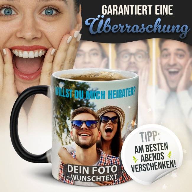 Tassendruck Magic Mug Zaubertasse mit Foto - XXL-Druck - 300 ml Exklusivangebot
