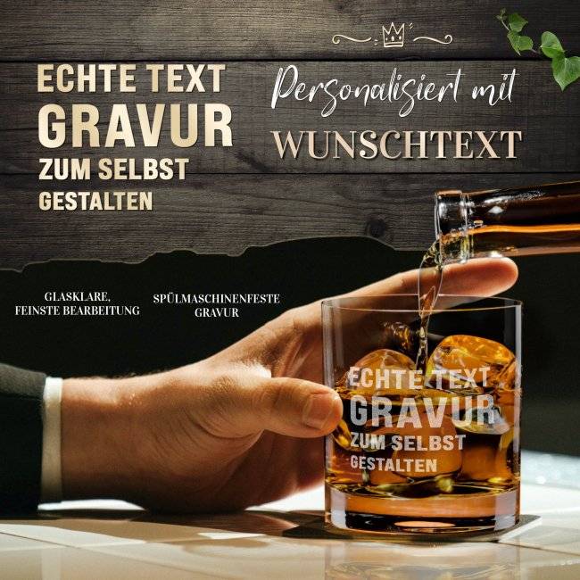 Tassendruck Personalisiertes Whiskyglas mit Gravur selbst gestalten - 300 ml Cyber Monday