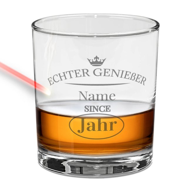 Tassendruck Whiskyglas - Echter Genießer-Jahr & Name - 300 ml