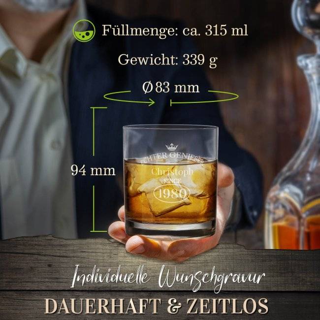 Tassendruck Whiskyglas - Echter Genießer-Jahr & Name - 300 ml Osterangebot