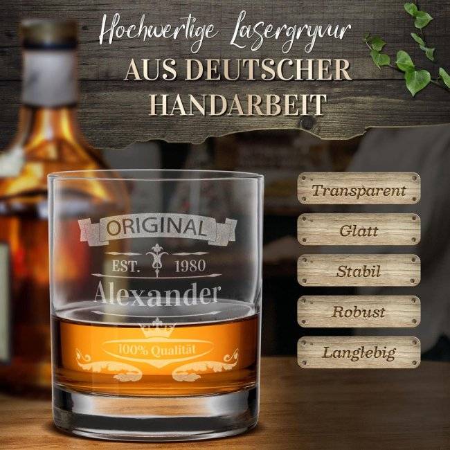 Tassendruck Whiskyglas - Original -Jahr & Name - 300 ml Muttertagsangebot