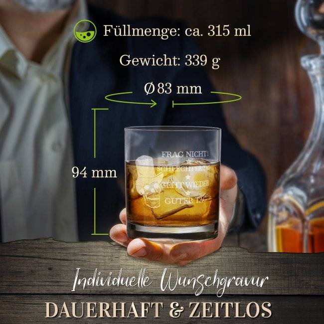 Tassendruck Whiskyglas - Guter Tag, schlechter Tag - 300 ml Vatertagsangebot