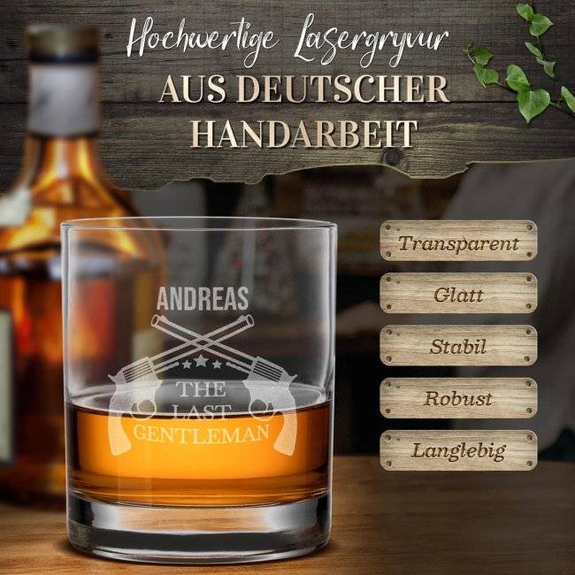 Tassendruck Whiskyglas - Last Gentleman-Name - 300 ml Jubiläumsangebot