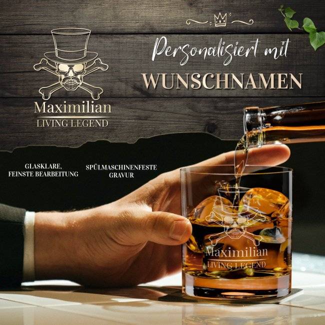 Tassendruck Whiskyglas - Living Legend-Name - 300 ml Heißer Verkauf