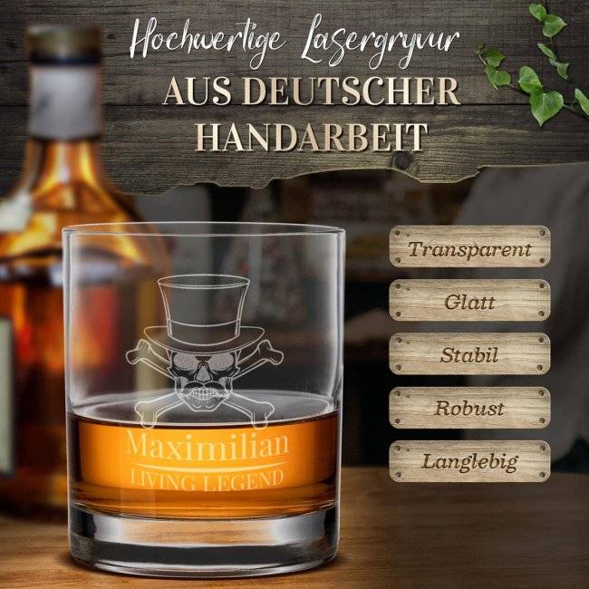 Tassendruck Whiskyglas - Living Legend-Name - 300 ml Heißer Verkauf