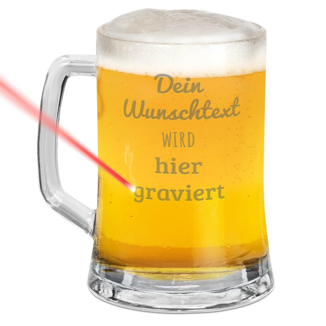 Tassendruck Personalisiertes Bierglas mit Gravur selbst gestalten - mit Henkel - 450 ml