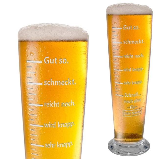 Tassendruck Graviertes Bierglas mit Name - Maßeinheit