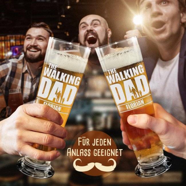 Tassendruck Graviertes Bierglas mit Name - The Walking Dad Wochenangebot