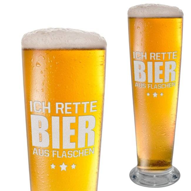 Tassendruck Graviertes Bierglas - Ich rette Bier