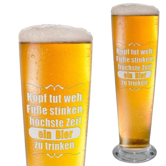Tassendruck Graviertes Bierglas - Kopf tut weh