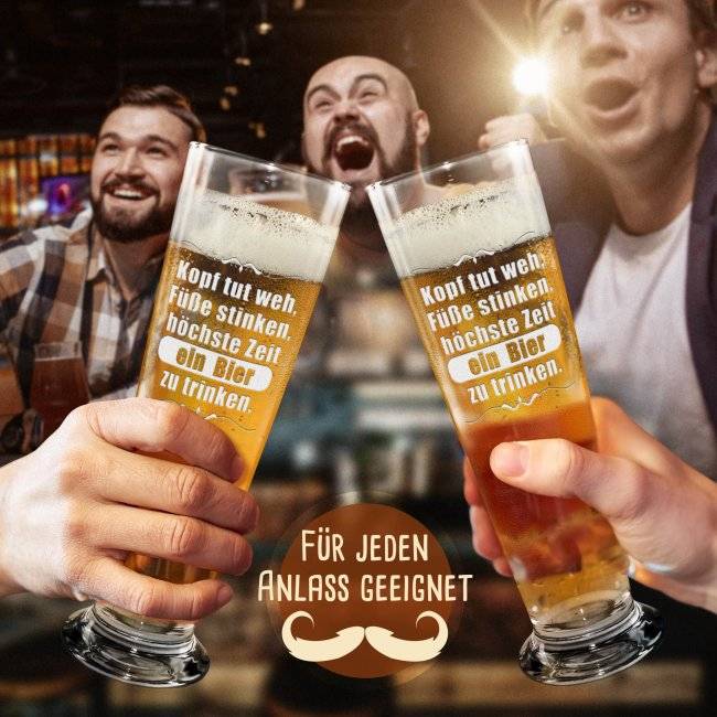 Tassendruck Graviertes Bierglas - Kopf tut weh Letzte 3 Tage