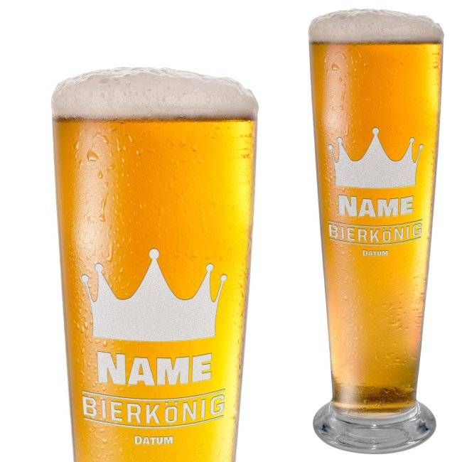 Tassendruck Graviertes Bierglas mit Name - Bierkönig