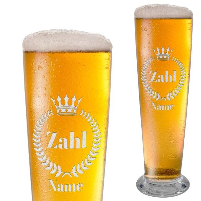 Tassendruck Graviertes Bierglas mit Name & Zahl