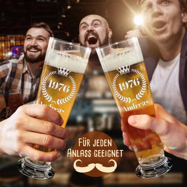 Tassendruck Graviertes Bierglas mit Name & Zahl Neueste Stile