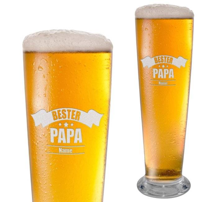 Tassendruck Graviertes Bierglas mit Name - Bester Papa