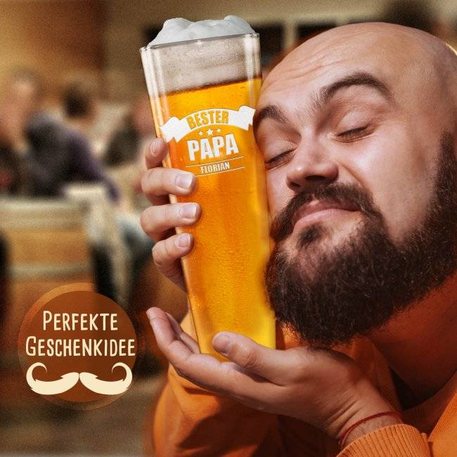 Tassendruck Graviertes Bierglas mit Name - Bester Papa Letzte 2 Tage