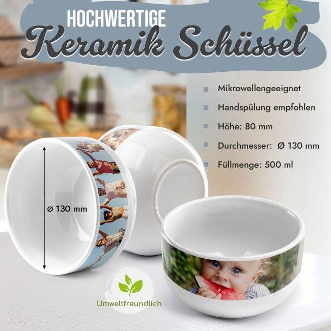 Tassendruck Müslischale selbst gestalten mit Foto - Ø 13 cm, Keramik Letzter Tag