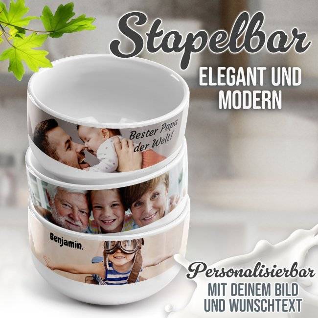 Tassendruck Müslischale selbst gestalten mit Foto - Ø 13 cm, Keramik Letzter Tag
