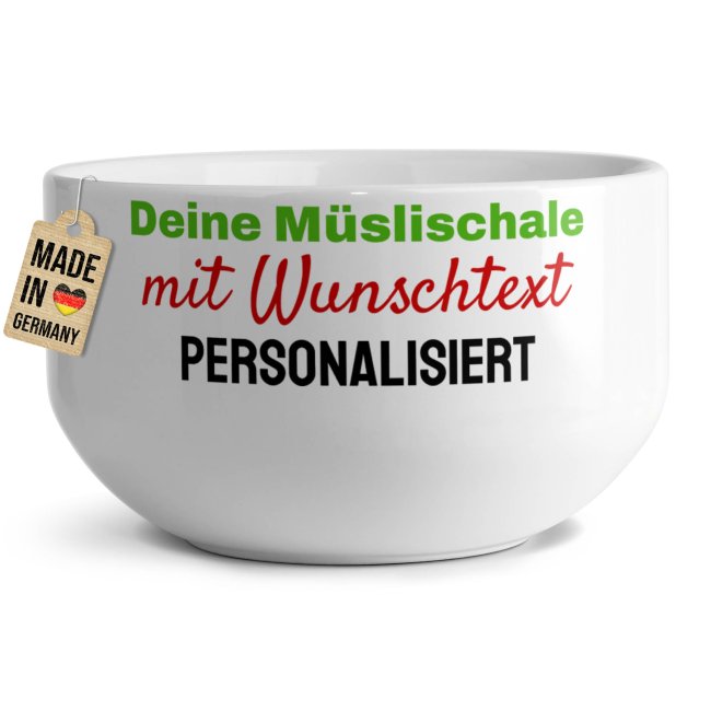 Tassendruck Müslischale mit Wunschtext bedrucken - Ø 13 cm, Keramik