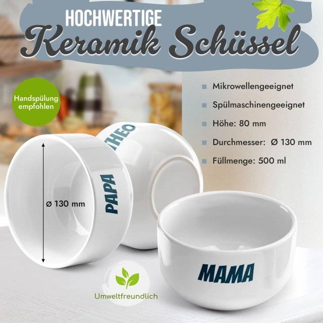 Tassendruck Müslischale mit Wunschtext bedrucken - Ø 13 cm, Keramik Bis zu 60% Rabatt