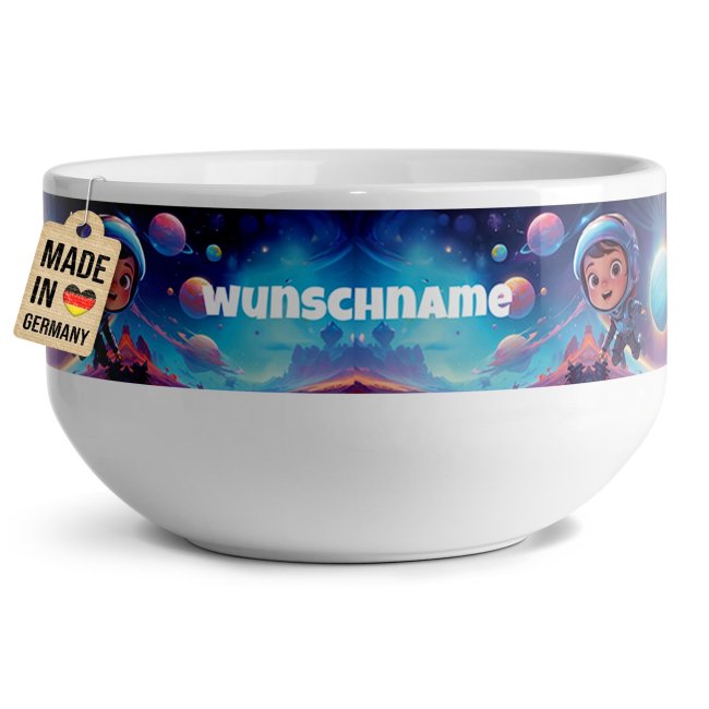 Tassendruck Kinder-Müslischüssel - Astronaut - mit Name - 500 ml