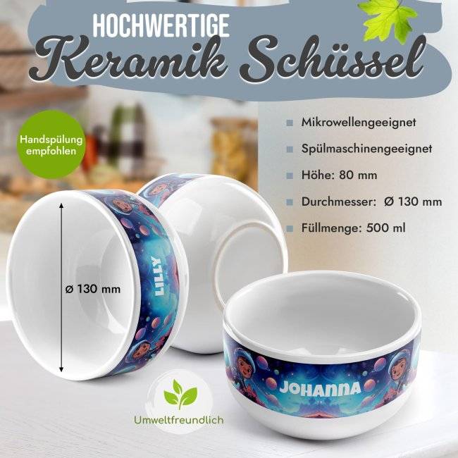 Tassendruck Kinder-Müslischüssel - Astronaut - mit Name - 500 ml Bis zu 65% Rabatt