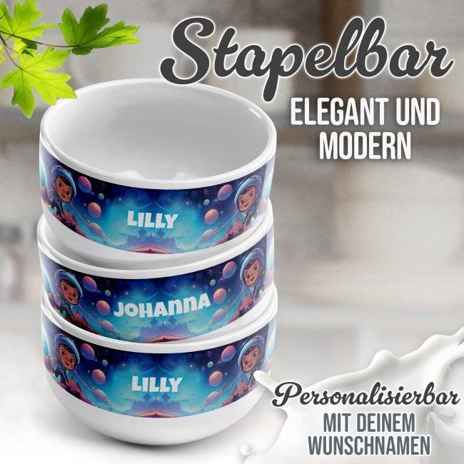 Tassendruck Kinder-Müslischüssel - Astronaut - mit Name - 500 ml Bis zu 65% Rabatt