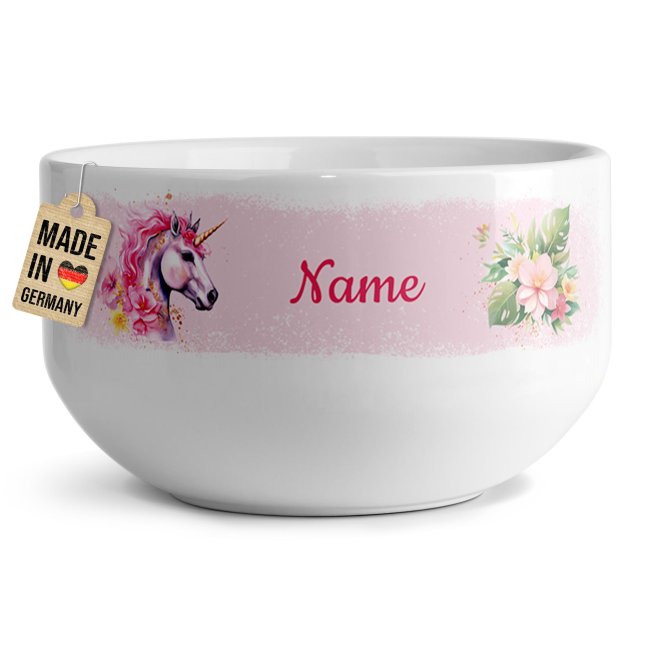 Tassendruck Kinder-Müslischüssel - Einhorn Rosa - mit Name - 500 ml