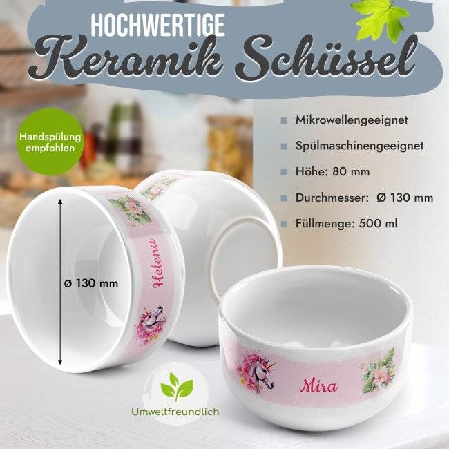 Tassendruck Kinder-Müslischüssel - Einhorn Rosa - mit Name - 500 ml Bis zu 55% Rabatt