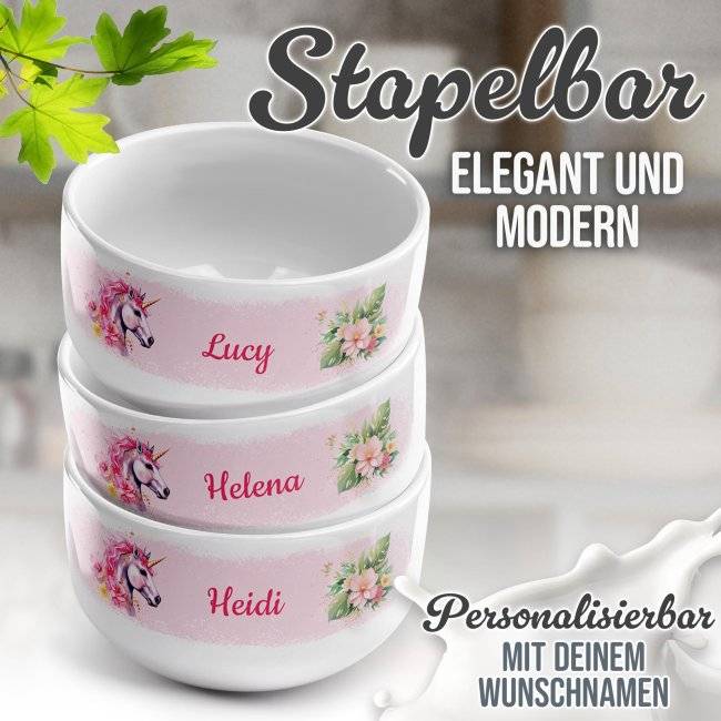 Tassendruck Kinder-Müslischüssel - Einhorn Rosa - mit Name - 500 ml Bis zu 55% Rabatt