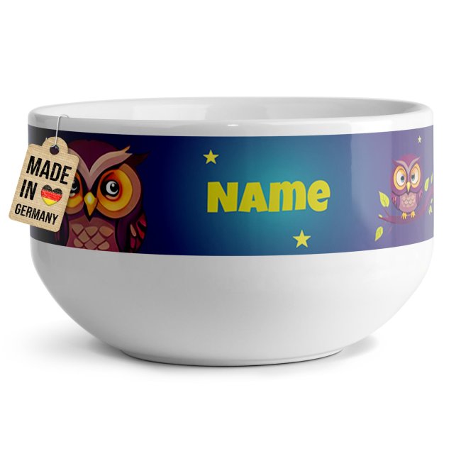 Tassendruck Kinder-Müslischüssel - Eule - mit Name - 500 ml