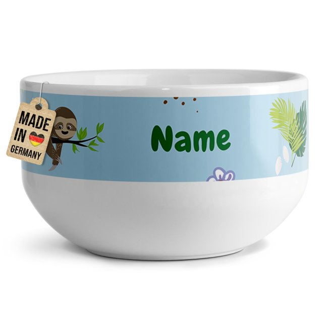 Tassendruck Kinder-Müslischüssel - Faultier - mit Name - 500 ml