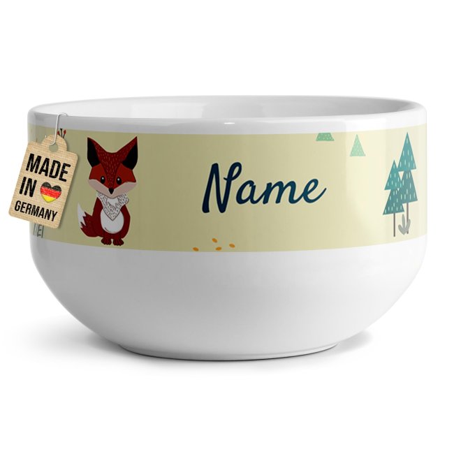 Tassendruck Kinder-Müslischüssel - Fuchs - mit Name - 500 ml