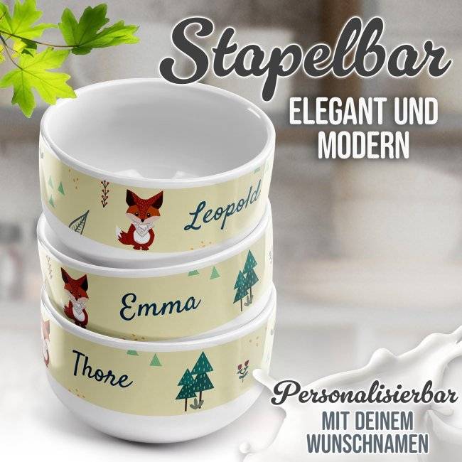 Tassendruck Kinder-Müslischüssel - Fuchs - mit Name - 500 ml Super Rabatt