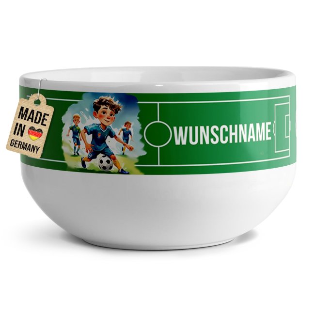 Tassendruck Kinder-Müslischüssel - Fußball - mit Name - 500 ml