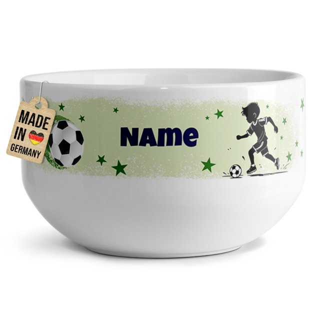 Tassendruck Kinder-Müslischüssel - Fussball Junge - mit Name - 500 ml