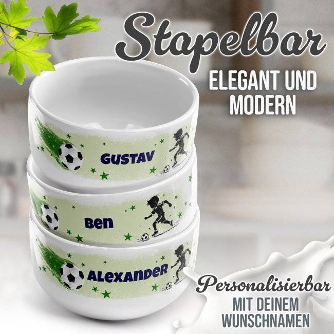 Tassendruck Kinder-Müslischüssel - Fussball Junge - mit Name - 500 ml Kostenloser Versand international