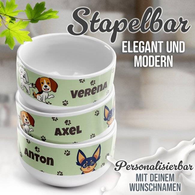Tassendruck Kinder-Müslischüssel - Hund Comic - mit Name - 500 ml Fabrikladen