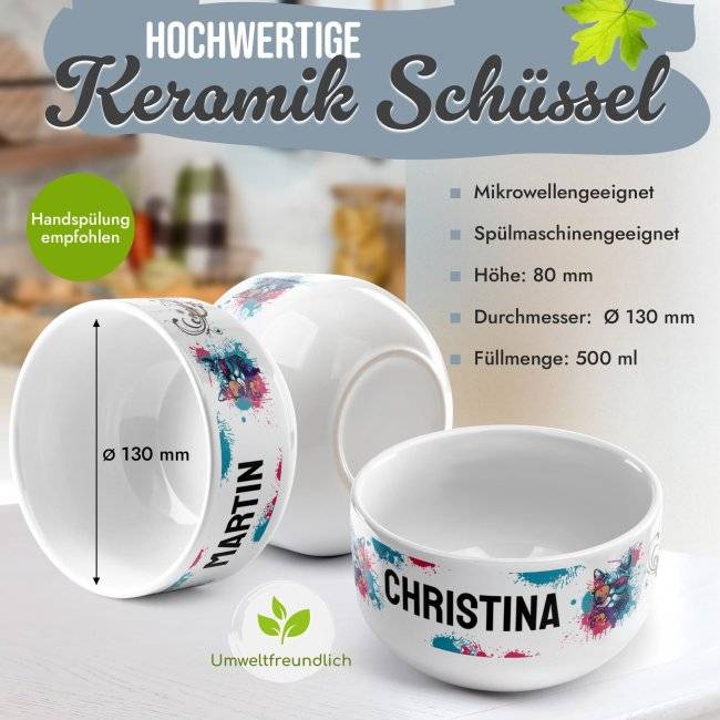 Tassendruck Kinder-Müslischüssel - Katze bunt - mit Name - 500 ml Begrenzt auf 3 Tage
