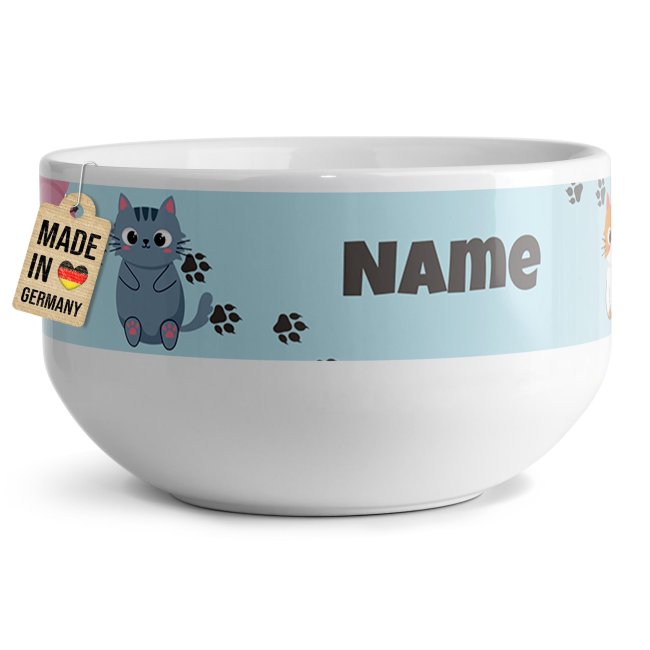 Tassendruck Kinder-Müslischüssel - Katze Comic - mit Name - 500 ml