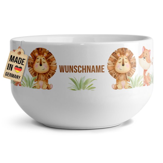 Tassendruck Kinder-Müslischüssel - Lustige Tierchen - mit Name - 500 ml