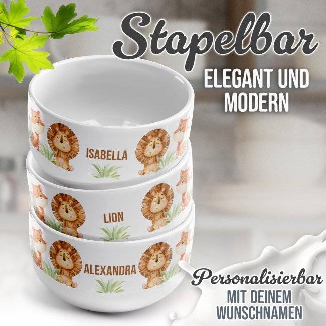 Tassendruck Kinder-Müslischüssel - Lustige Tierchen - mit Name - 500 ml Black Friday Preise