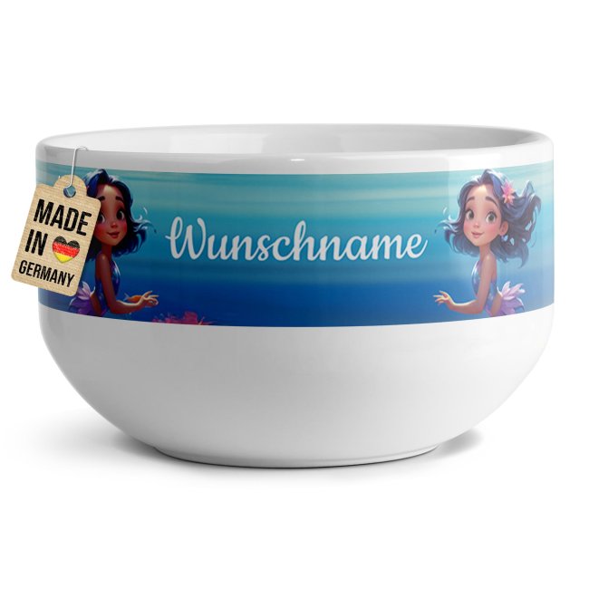 Tassendruck Kinder-Müslischüssel - Meerjungfrau - mit Name - 500 ml