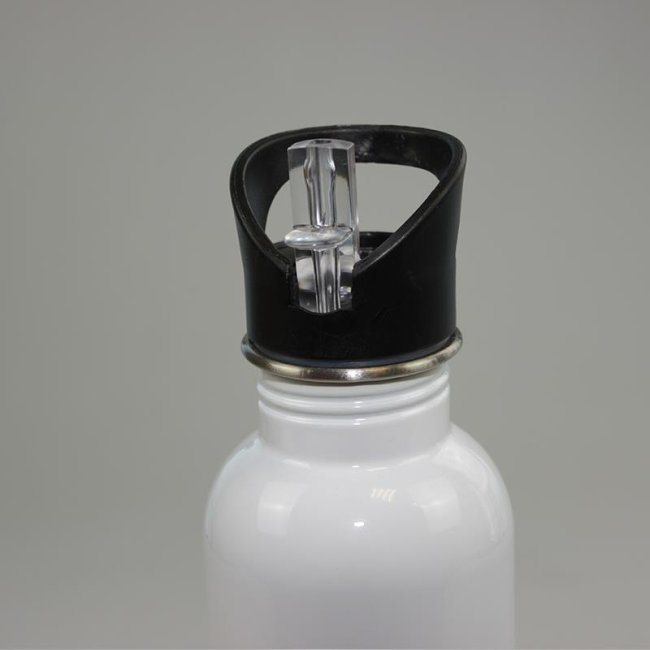 Tassendruck Edelstahl-Trinkflasche weiß 600 ml zollfrei