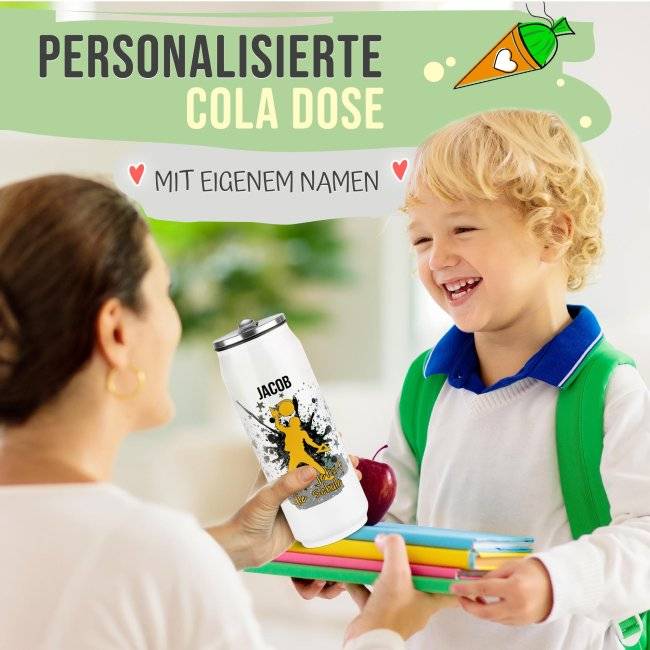Tassendruck Cola-Dose - Rockt die Schule Junge - mit Name - Weiß 420 ml Schlussverkauf