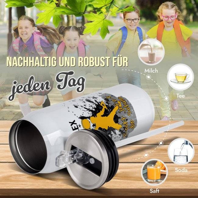 Tassendruck Cola-Dose - Rockt die Schule Junge - mit Name - Weiß 420 ml Schlussverkauf