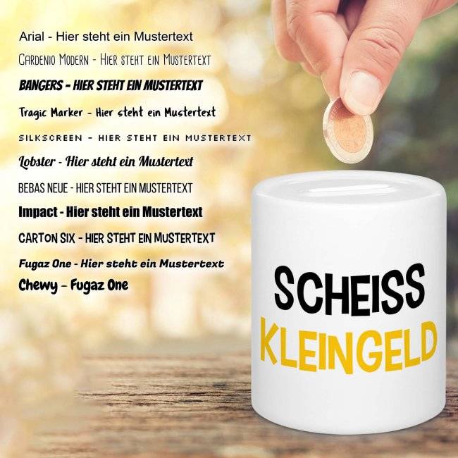 Tassendruck Spardose zum selbst Beschriften mit Wunschtext Versandkostenfrei